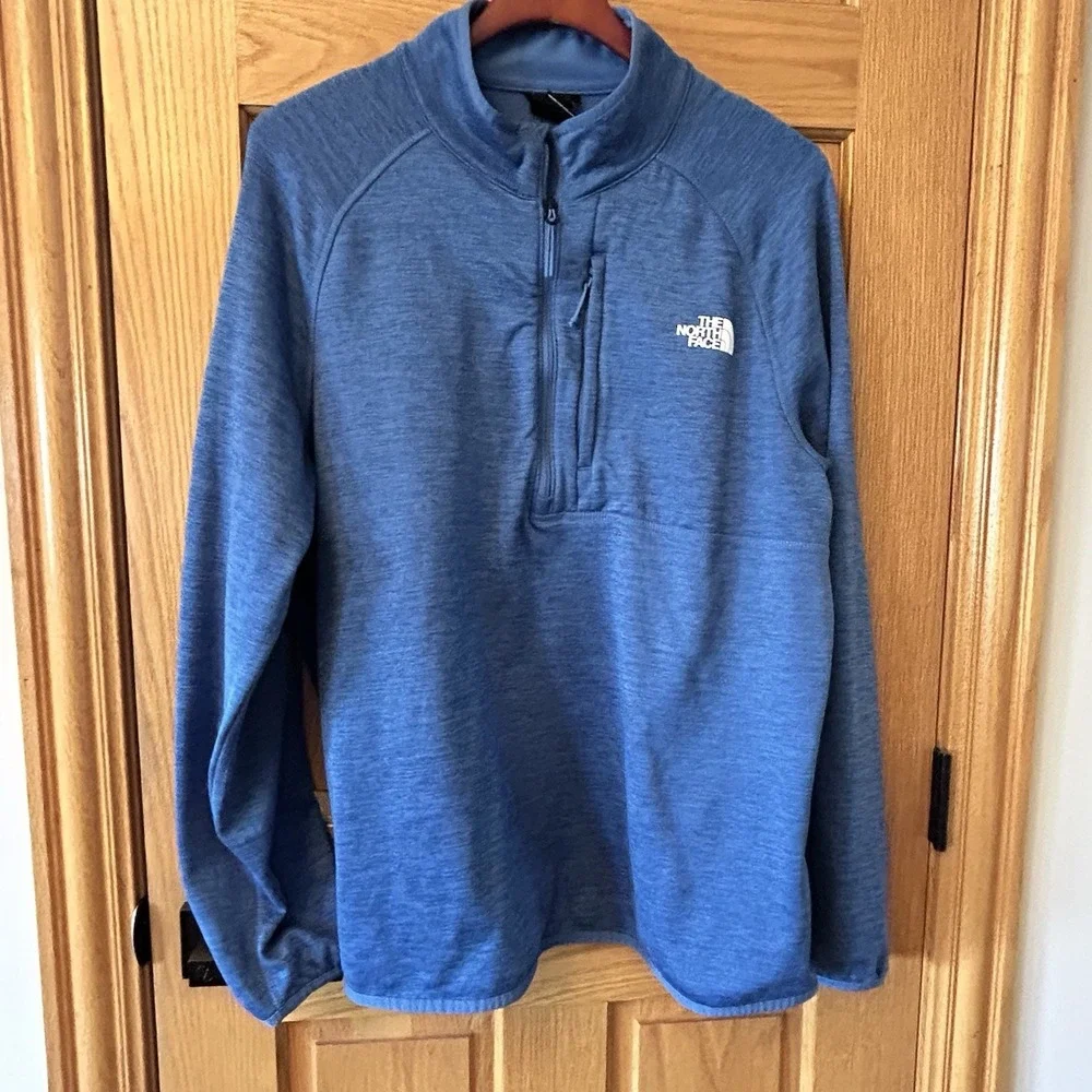 The North Face Tech Glacier 1/4 Zip Fleece Pullover Blue Heather XL Mens Comfy
